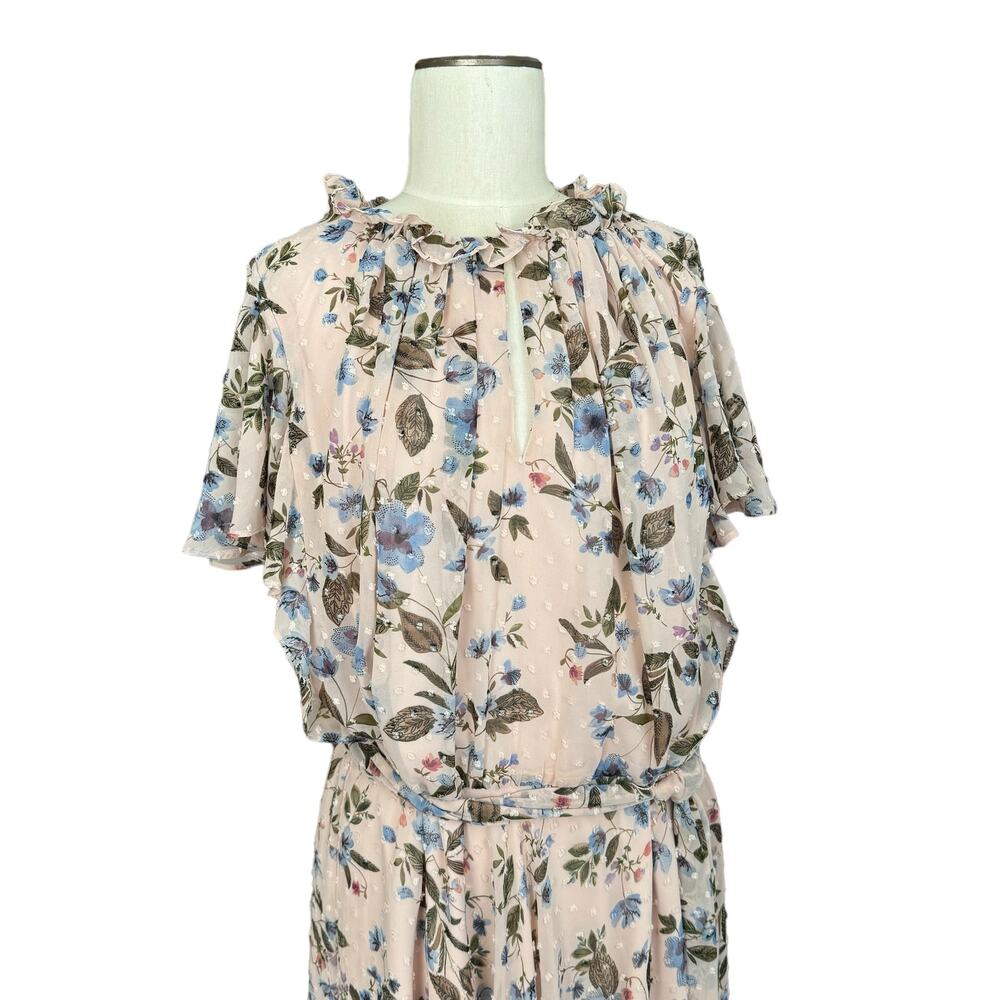 Floral Pink Ruffle-Neck Maxi Dress - Picture 2 of 16